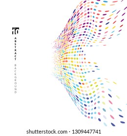 Abstract colorful halftone texture dots pattern distortion perspective on white background. vector illustration