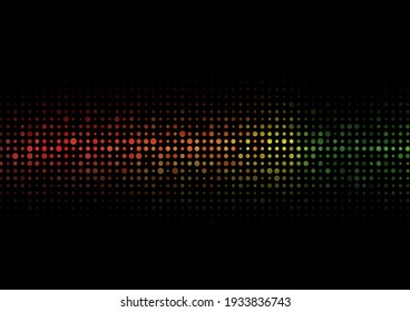 Abstract colorful halftone texture dots pattern on balck background. Vector illustration