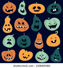 Abstract colorful Halloween,illustration background with Pumpkins. autumn illustration for Halloween