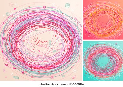 Abstract colorful hand drawn backgrounds. Vector illustration.