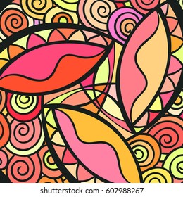 Abstract colorful hand drawn ornament vector background