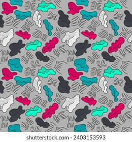 Abstract colorful hand drawn vector pattern with wave shapes.Wallpaper, pattern, print.