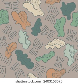 Abstract colorful hand drawn vector pattern with wave shapes.Wallpaper, pattern, print.