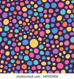 Abstract Colorful Hand Sketched Circles Seamless Background Pattern. Vector Illustration. Pattern Swatch. Hand Drawn 