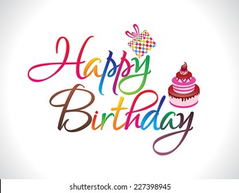 Abstract Colorful Happy Birthday Text Vector Illustration