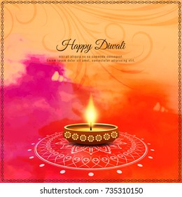 Abstract colorful Happy Diwali watercolor background