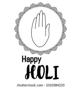 Abstract colorful Happy Holi background with hand for Festival of Colors celebration greetings vector illustration