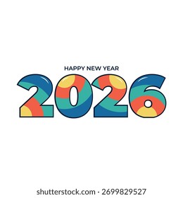 abstract colorful happy new year 2026 template vector design