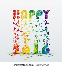 Abstract colorful  happy new year 2016 card design