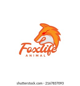 abstrakter bunter Kopf Fuchs Wolf wütend Logo Design Vektorgrafik Symbol Illustration kreative Idee