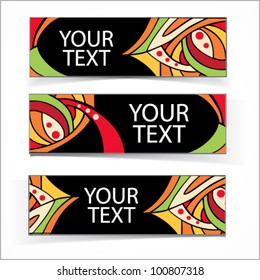 Abstract colorful headers or banners set. Vector ornamental elements