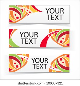 Abstract colorful headers or banners set. Vector ornamental elements