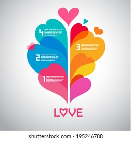 abstract colorful heart background with text space, Can be used for infographics/numbered banners/speech bubble.