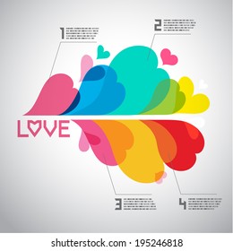 abstract colorful heart background with text space, Love Concept