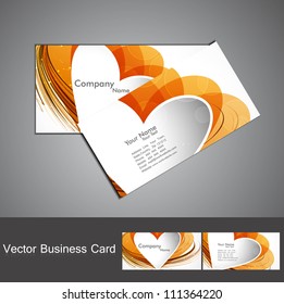 abstract colorful heart business card set vector design