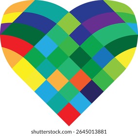 Abstract colorful heart design with vibrant hues.