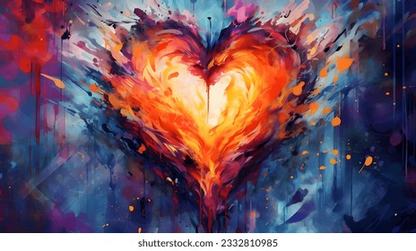 Abstract colorful heart with many decorations.