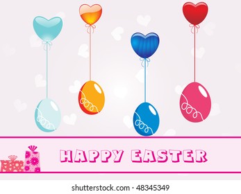 abstract colorful heart shape with hanging easter egg