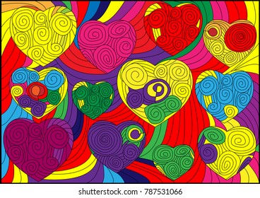 Abstract colorful hearts pattern with waving.