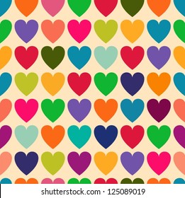 Abstract colorful hearts seamless pattern.