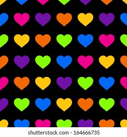 Abstract colorful hearts seamless pattern. 