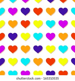 Abstract colorful hearts seamless pattern. 