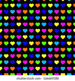 Abstract colorful hearts seamless pattern. 