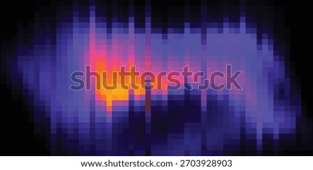 Abstract Colorful Heatmap Image: Modern digital art featuring vibrant orange, pink, and purple pixelated shapes, ideal for technology, data visualization, and scientific concepts