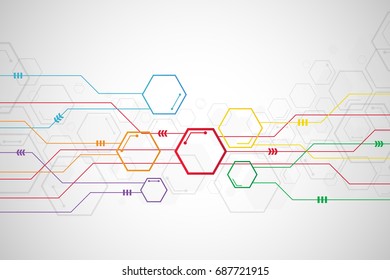 Abstract colorful hexagon background , Technology polygonal concept
