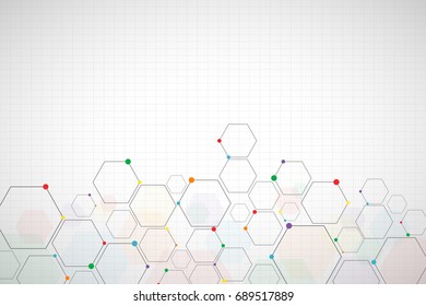 Abstract colorful hexagon background , Technology polygonal concept