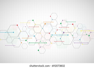 Abstract colorful hexagon background , Technology polygonal concept