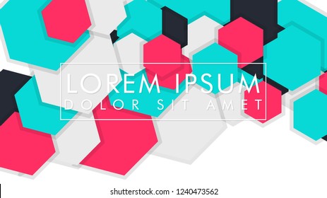 abstract colorful hexagon background vector design with shadow