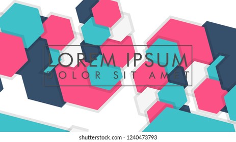 abstract colorful hexagon background vector design with shadow