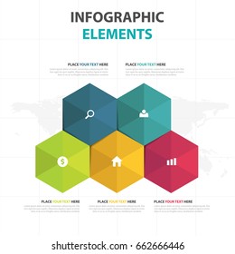 Abstract colorful hexagon business Infographics elements, presentation template flat design vector illustration for web design marketing advertising