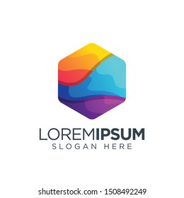 abstract colorful hexagon logo. polygon colorful logo.