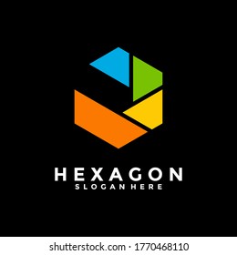 Abstract colorful hexagon logo vector. Cube logo. Creative geometric logo design concept.