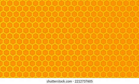 Resumen del patrón hexágono colorido. Honeycomb. diseño sencillo color amarillo-naranja, formato ancho. Ilustración vectorial.