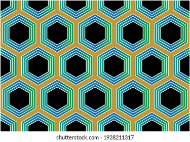Abstract colorful hexagon pattern on black background.EPS10 Illustration.