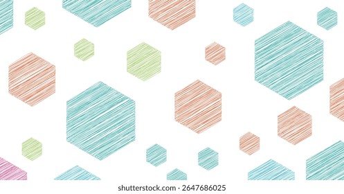 Abstractas colorido hexágono garabato texturizado geométrico sin patrón de fondo
