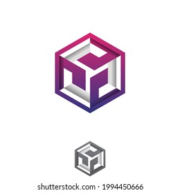 Abstract colorful hexagon tech vector design. Flat vector symbol design Illustration. Vector illustration EPS.8 EPS.10