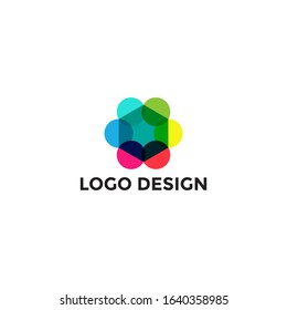 Abstract colorful hexagonal and circle logo design template. Modern and simple logo
