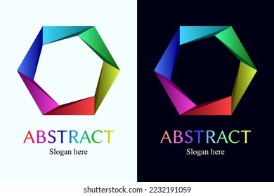 Abstract colorful hexagonal editable logo template