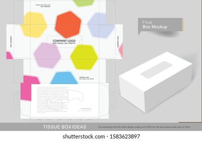 Abstract Colorful Hexagonal Pattern Tissue Box Concept, Template For Business Purpose, Place Your Text And Logos And Ready To Go For Print
