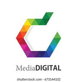Abstract colorful hexagonal template logo design