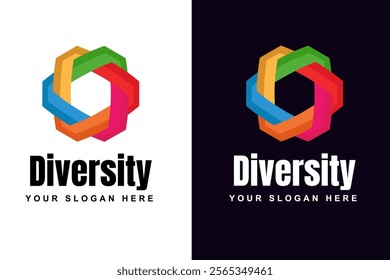 Abstract Colorful Hexagonal for Together Team Work Unity Logo design