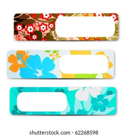 abstract colorful Hibiscus flower banners set, for design