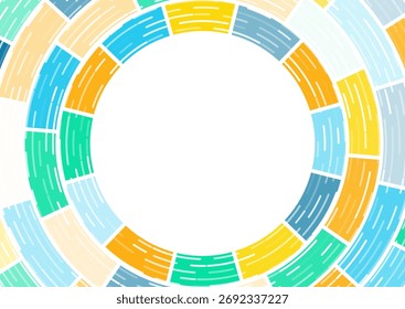 Abstract colorful hi-tech geometric background with linear circles. Vector design