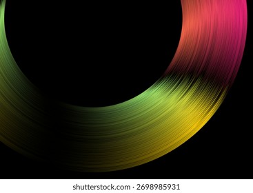 Abstract colorful holographic linear circles with glossy texture. Geometric creative vector background