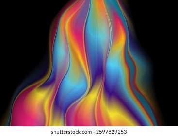 Abstract colorful holographic liquid waves futuristic background. Retro elegant vector design