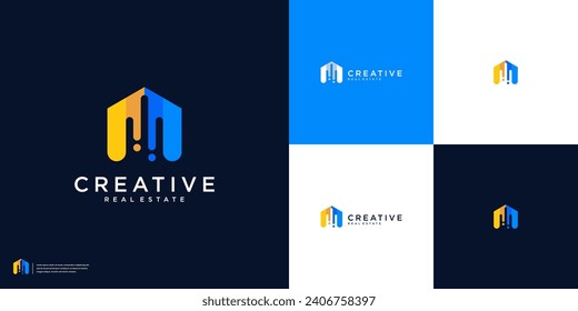 Abstract colorful home logo design template